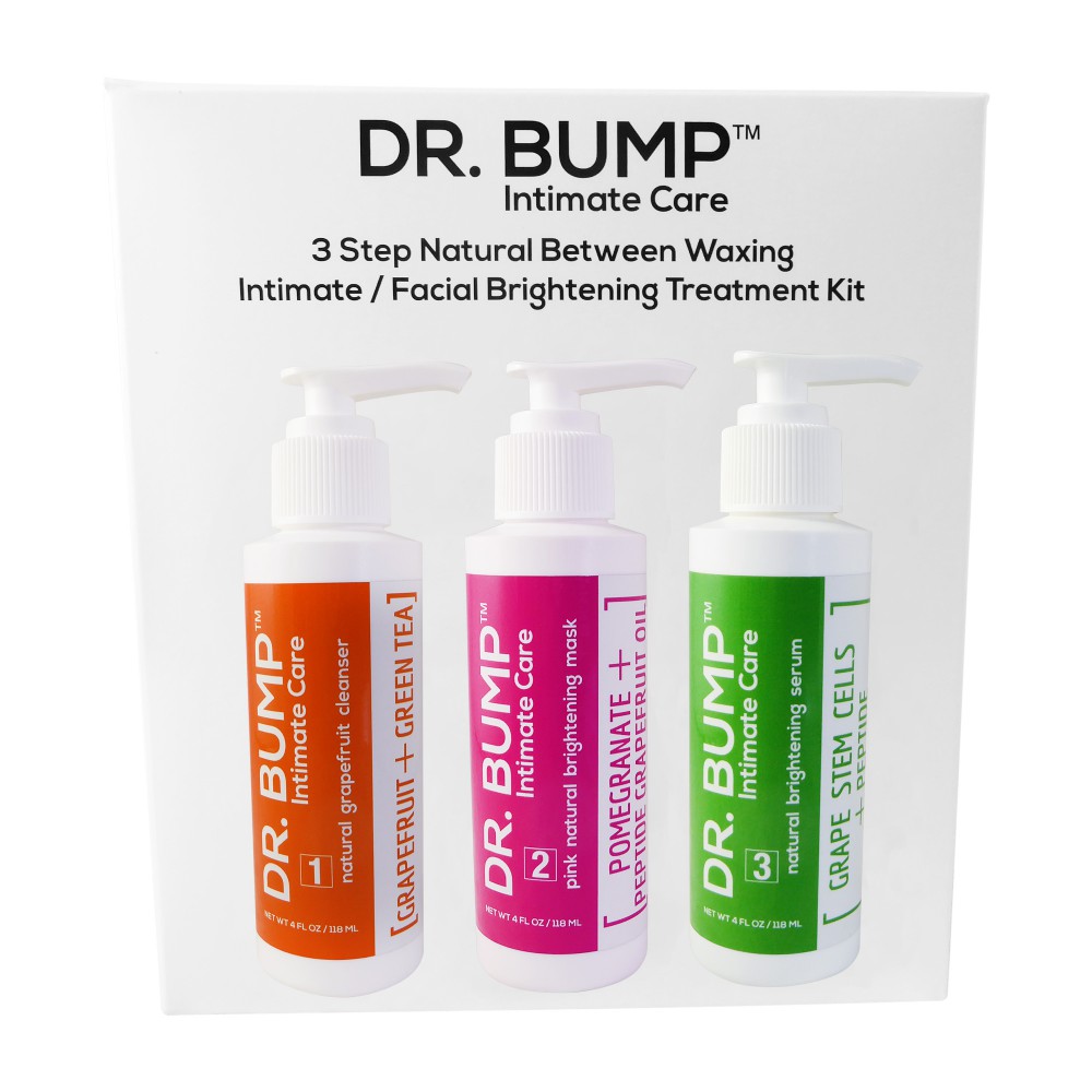 Dr. Bump 3 Step Natural Between Waxing Intimate / Facial Brightening Treatment Kit 3 X 4 fl oz / 118 ml