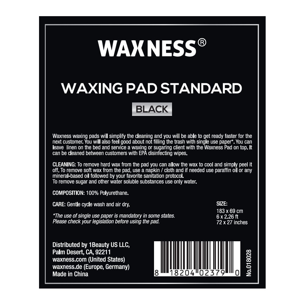 NonSticky Sugaring and Waxing Pad Standard 72" X 27" Black