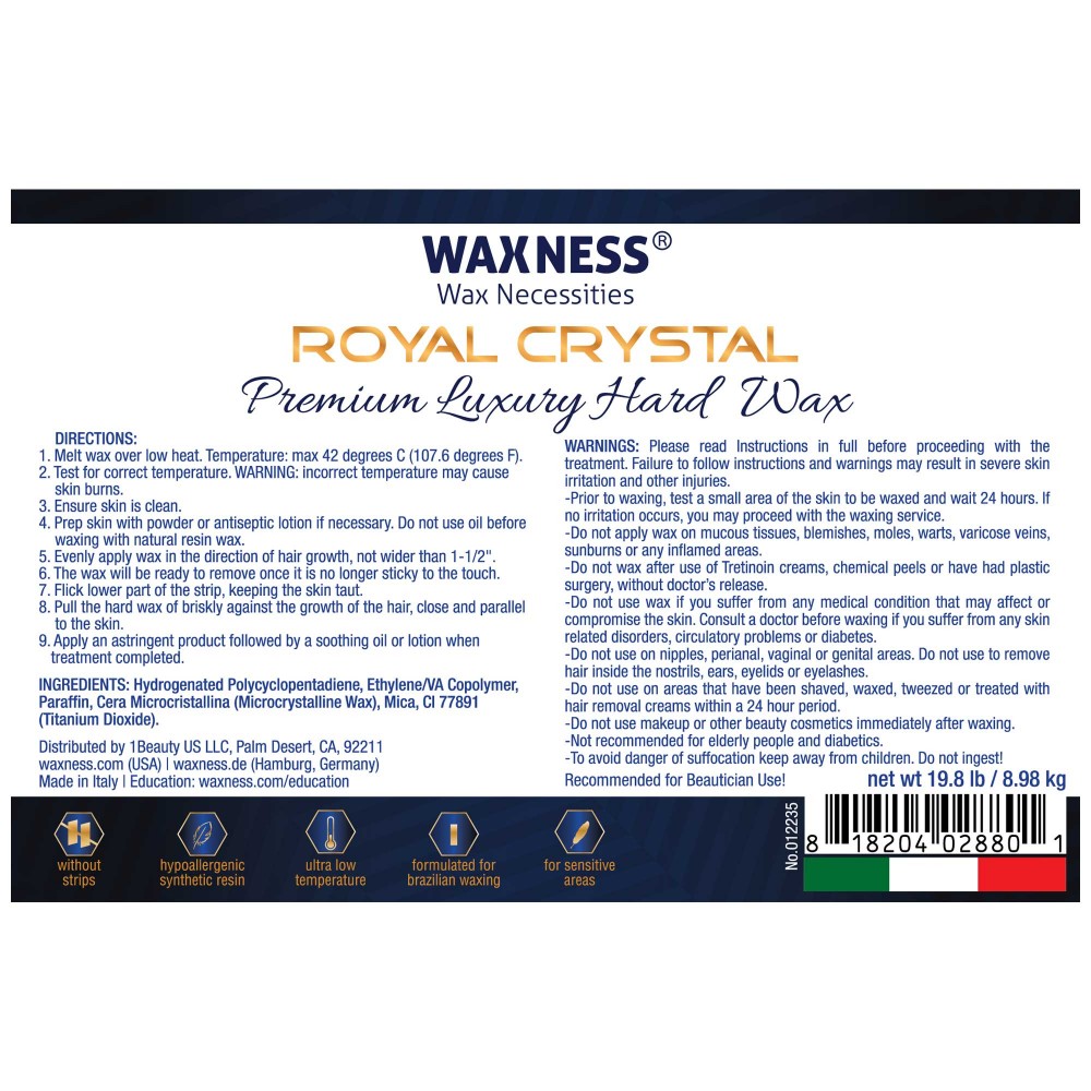 Premium Luxury Hard Wax Royal Crystal Bulk 19.8 lb / 8.98 kg